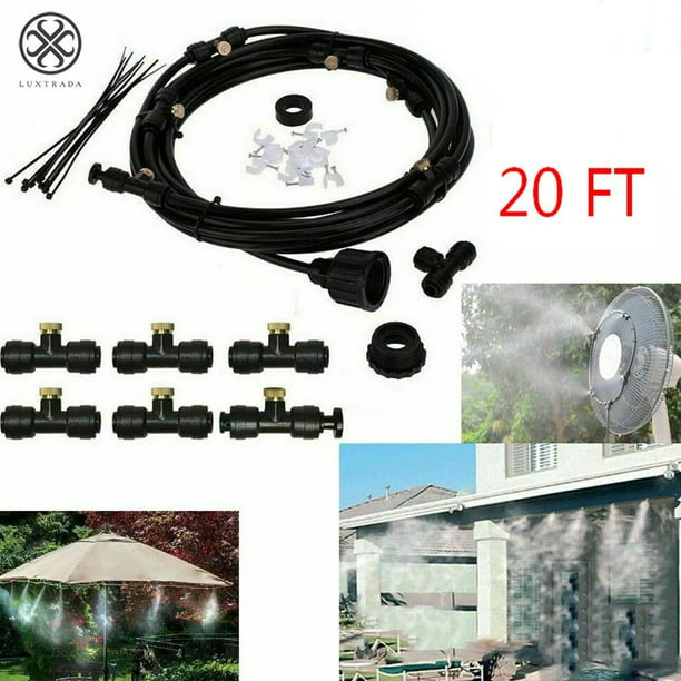 20FT Outdoor Misting Cooling System Garden Irrigation Water Mister Nozzles Set
